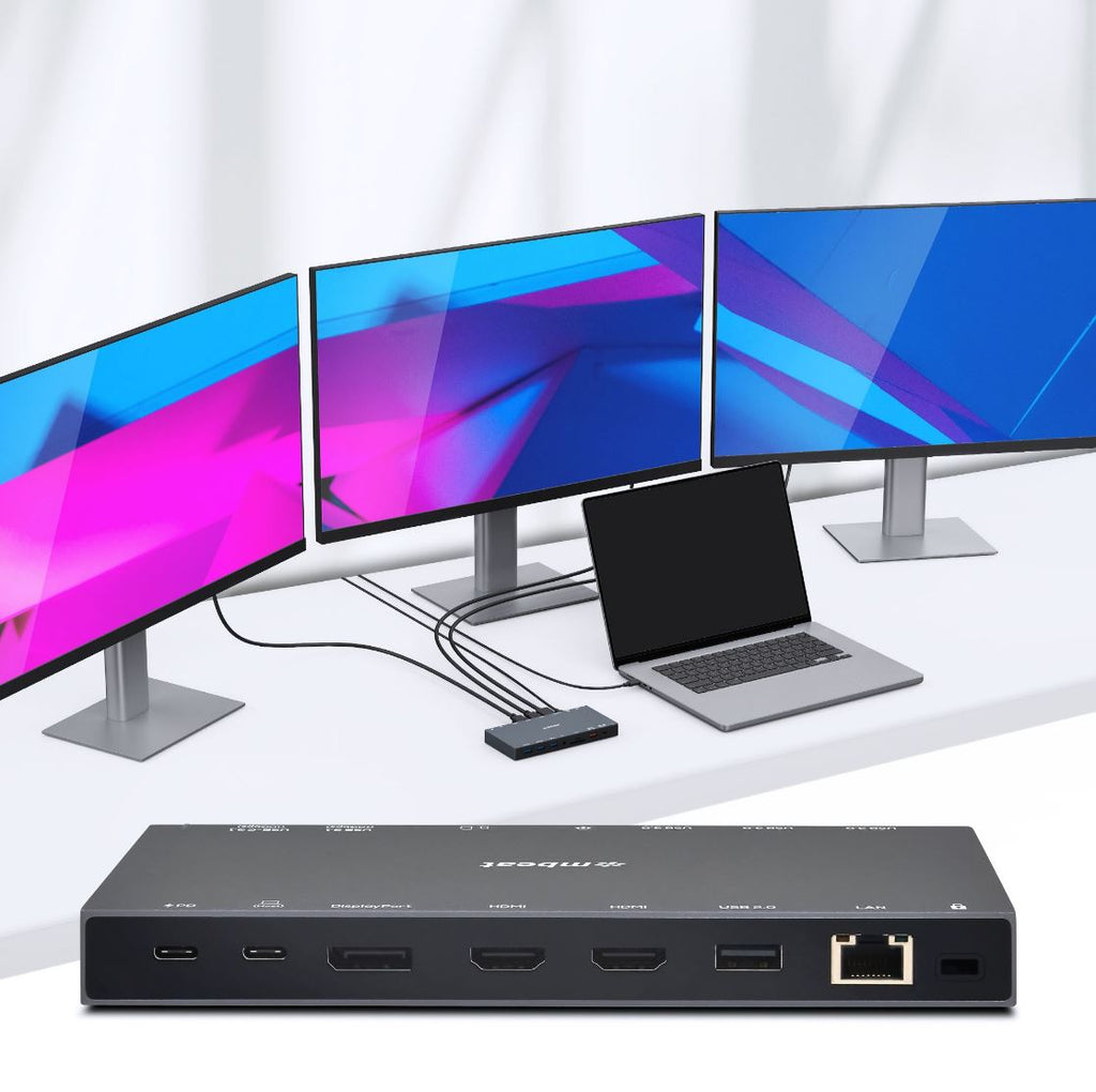 mbeat® 15-in-1 Triple Display USB-C Docking Station 2x HDMI 1x DP 1x 100W PD 3.0 1x USB-C 3.1 Gen2 3x USB 3.0 1x USB 3.1 Gen2 MicroSD/SD Card 1x 1Gb - Image 3