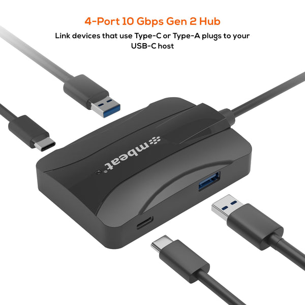 (LS)mbeat® 4-Port 10Gbps USB-C 3.2 Gen2 Hub (2 USB-A & 2 USB-C) Sleek, compact, and portable Cable Length: 16cm USB-C and Thunderbolt 3 10Gbps.