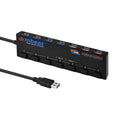 mbeat® 7-Port USB 3.0 & USB 2.0 Powered Hub Manager with Switches - 4x USB 3.0 with 5Gbps/3x USB 2.0 with 2.4Ghz(480Mbps)/Super Fast Hub Weight: 129g - Image 1