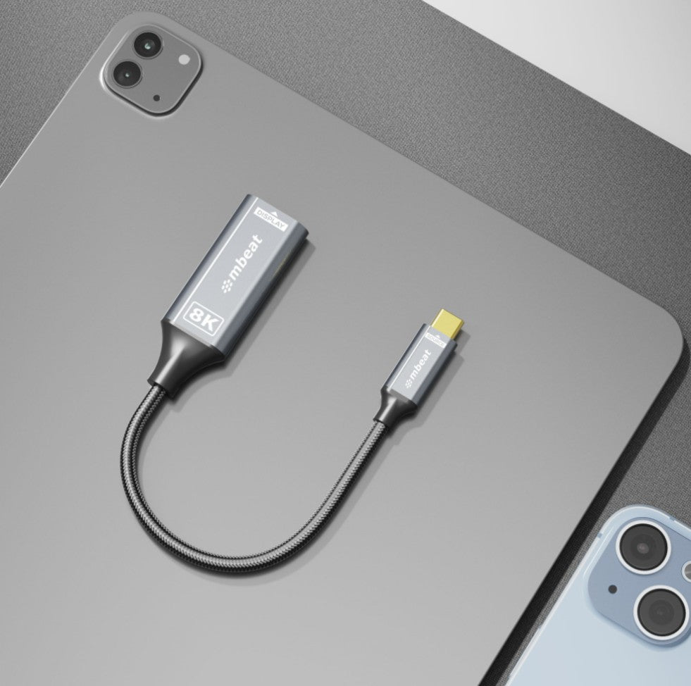 (LS) mbeat® Tough Link 8K USB-C to DP Adapter - Space Grey USB-C (male) to DisplayPort (female) Up to 32.4Gbps - Image 2