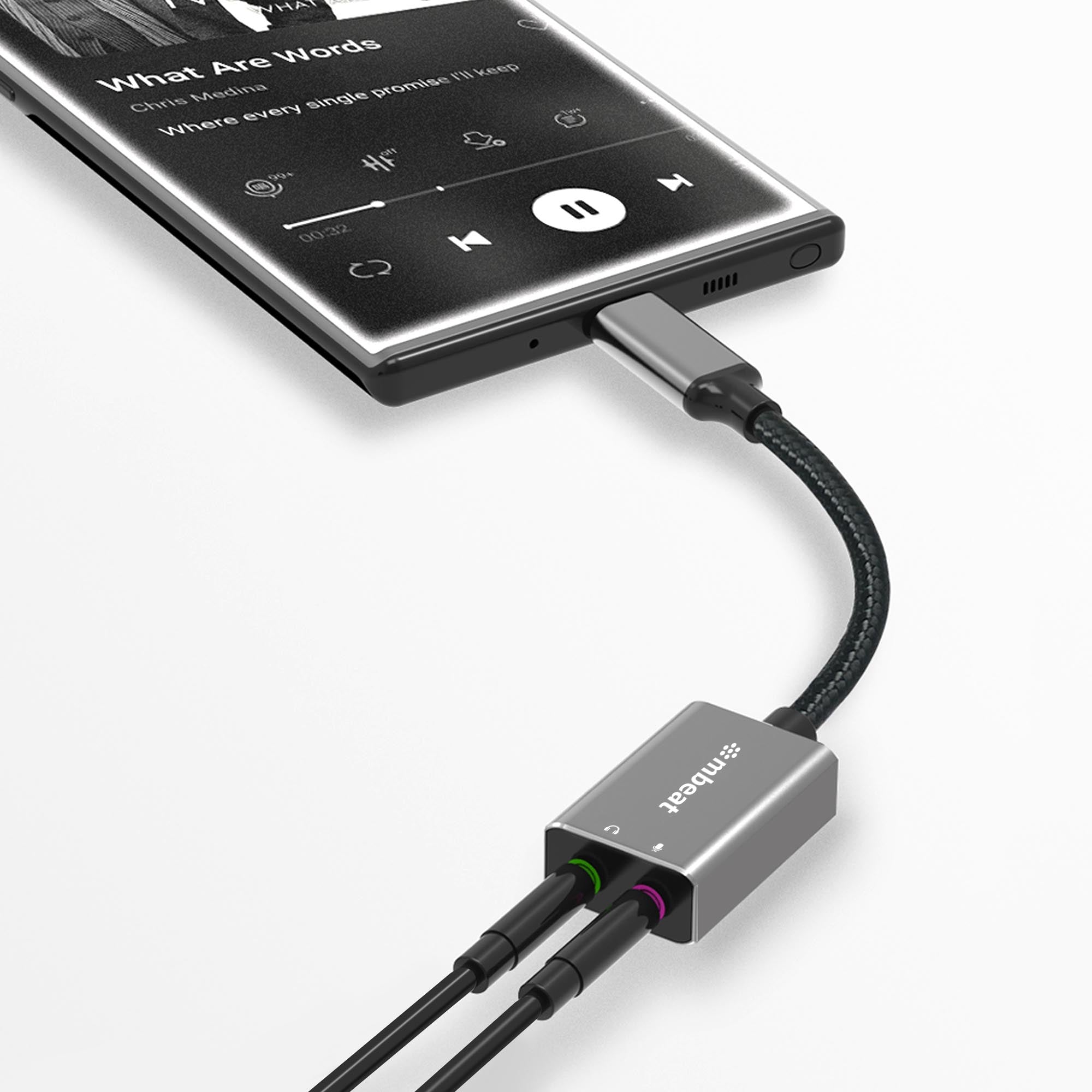 mbeat® Elite USB-C to 3.5mm Audio and Microphone Adapter -  Adds Headphone Audio and Microphone Jack to USB-C Computer, Tablet Smartphone Devices - Image 3