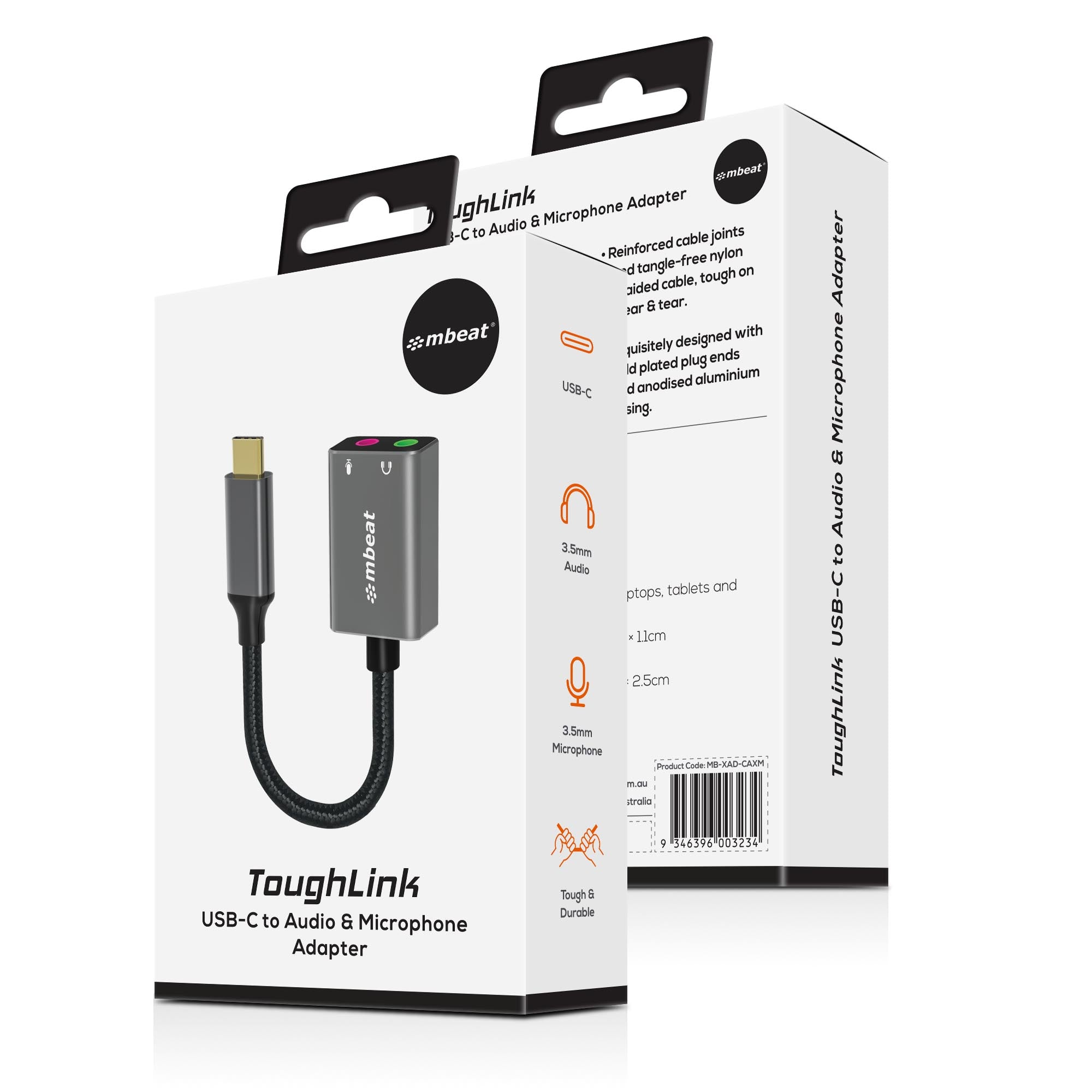 mbeat® Elite USB-C to 3.5mm Audio and Microphone Adapter -  Adds Headphone Audio and Microphone Jack to USB-C Computer, Tablet Smartphone Devices - Image 4