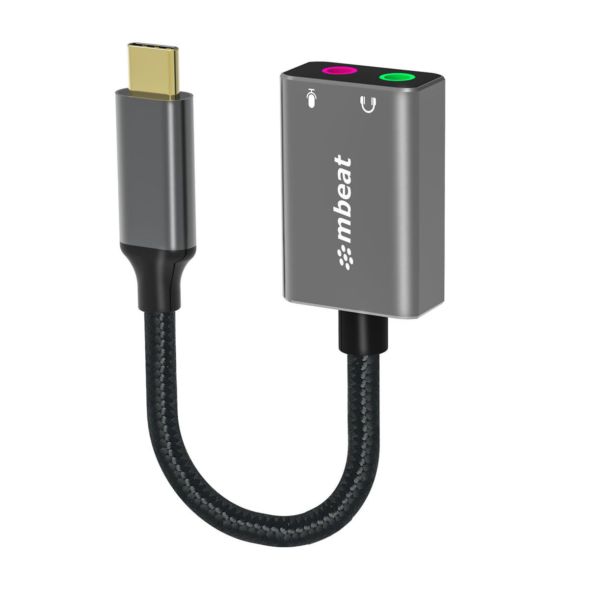 mbeat® Elite USB-C to 3.5mm Audio and Microphone Adapter -  Adds Headphone Audio and Microphone Jack to USB-C Computer, Tablet Smartphone Devices - Image 1