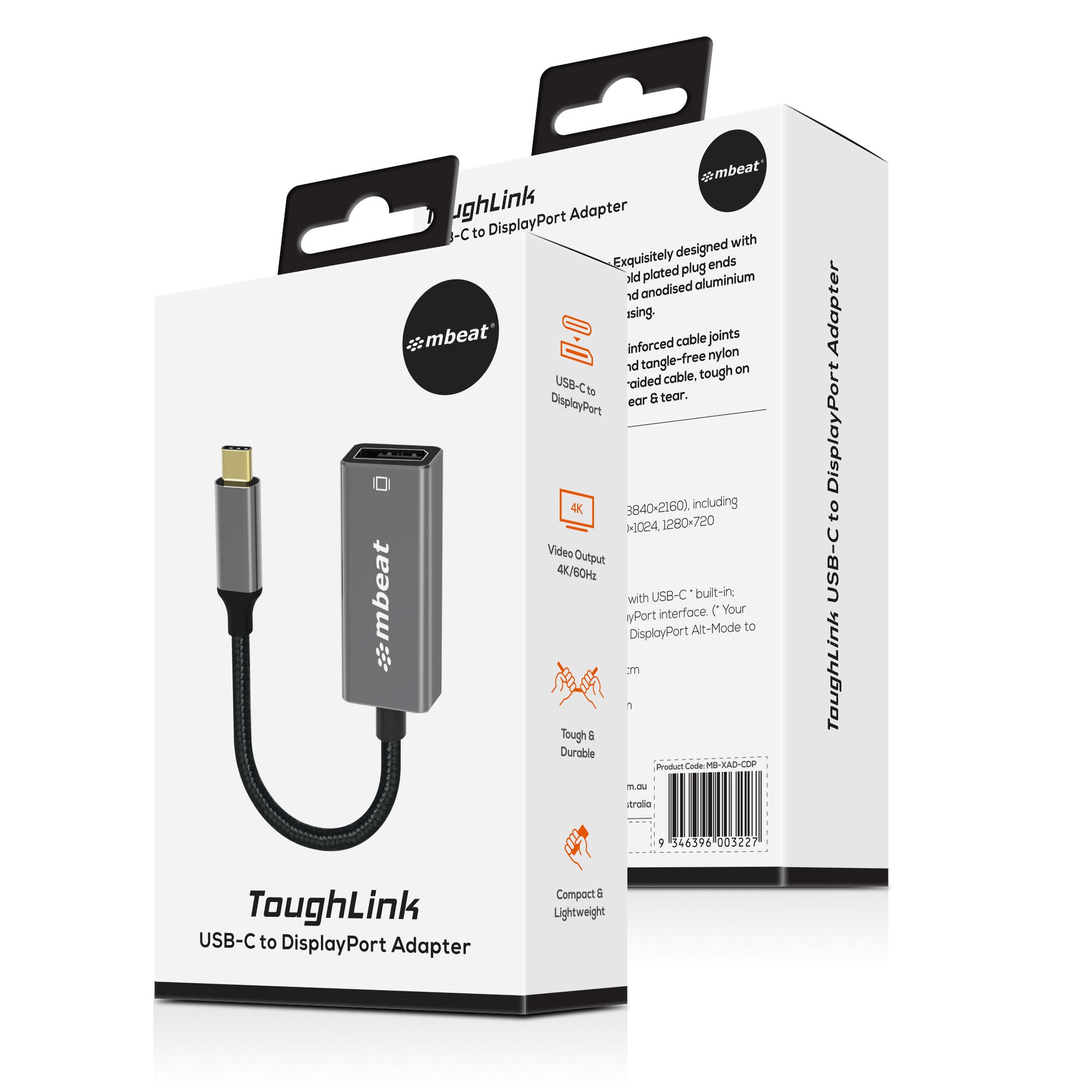 (LS) mbeat® Elite USB-C to Display Port Adapter  -Converts USB-C to DisplayPort female port, 4K@60Hz (3840×2160),  15cm - Space Grey Weight: 30g - Image 4