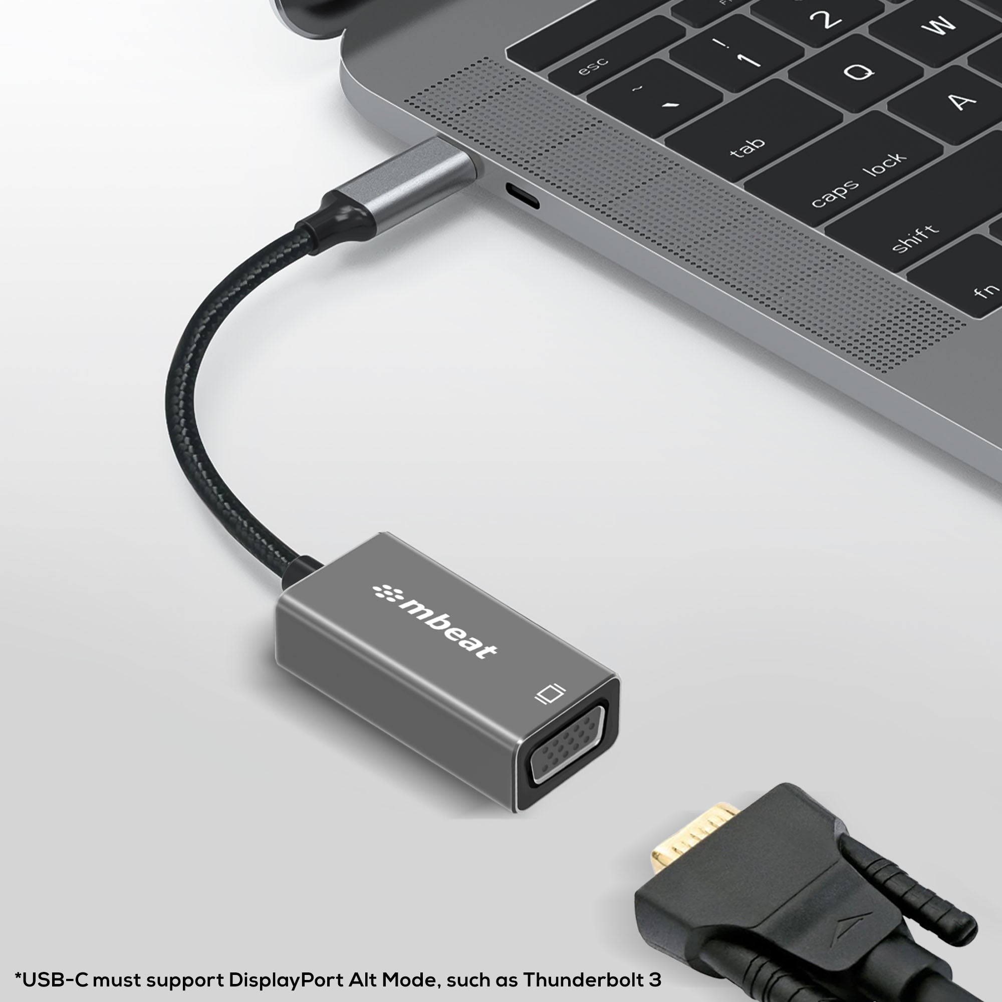 (LS) mbeat® Elite USB-C to VGA Adapter - Coverts USB-C to VGA Female Port,  Supports up to1920×1080@60Hz - Space Grey Weight: 30g - Image 3