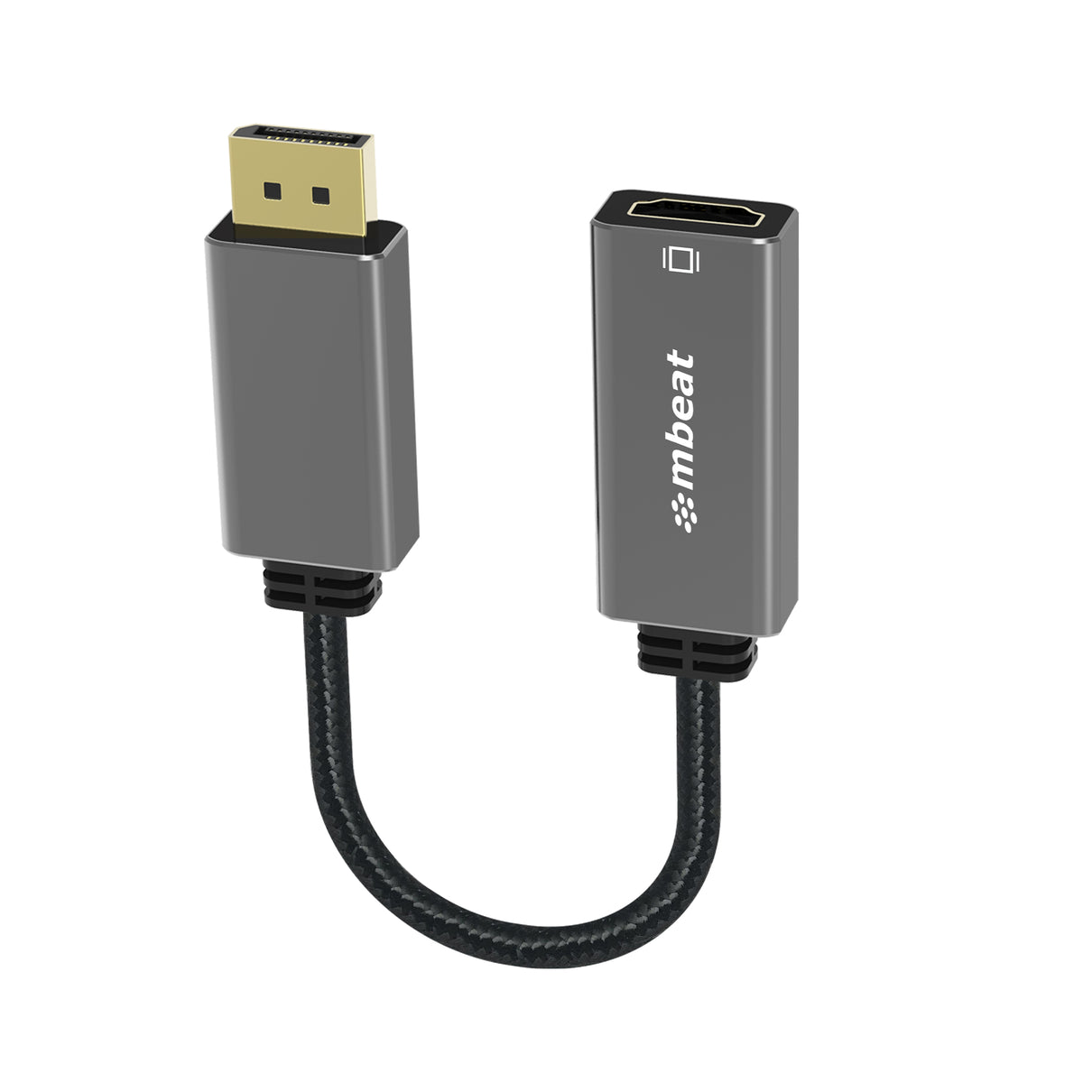 mbeat® Elite Display Port to HDMI Adapter - Converts DisplayPort to HDMI Female Port, Supports 4K@60Hz (3840×2160),  Nylon Braided Cable - Space Grey - Image 5
