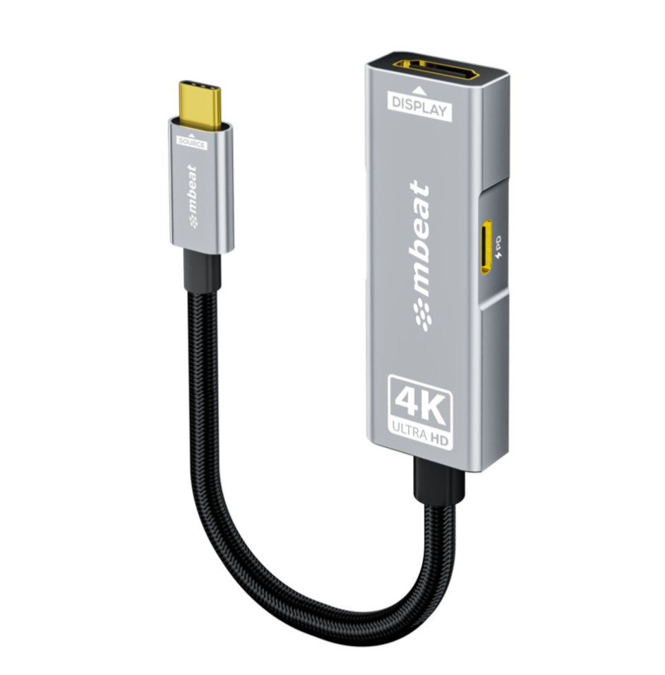mbeat® Tough Link USB-C to HDMI Adapter with 100W PD - Space Grey  5V-20V/5A, 100W PD  Up to 4K (3840 x 2160) @60Hz - Image 1