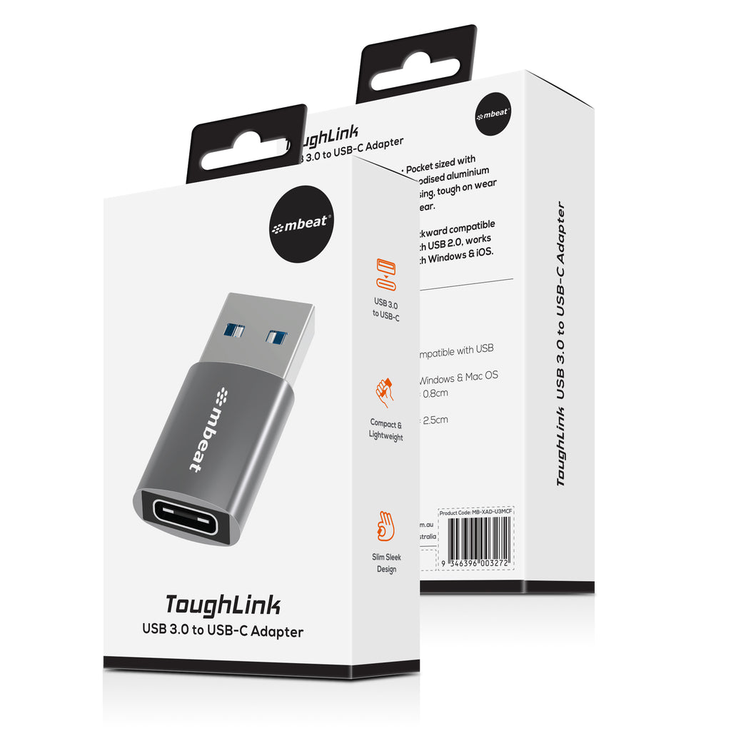 mbeat® Elite USB 3.0 (Male) to USB-C (Female) Adapter -  Converts USB-C device to Any Computers, Laptops with USB-A port, USB 3.0 5Gbps - Space Grey - Image 4
