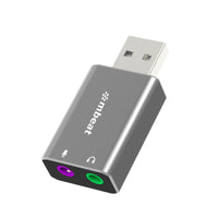 mbeat® Elite USB to 3.5mm Audio and Microphone Adapter - Add Headphone Audio Jack to USB-A Computers, Laptops, Notebooks - Space Grey - Image 1