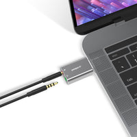 mbeat® Elite USB to 3.5mm Audio and Microphone Adapter - Add Headphone Audio Jack to USB-A Computers, Laptops, Notebooks - Space Grey - Image 2