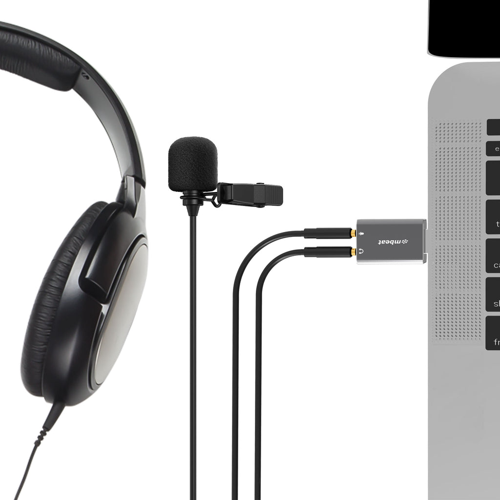mbeat® Elite USB to 3.5mm Audio and Microphone Adapter - Add Headphone Audio Jack to USB-A Computers, Laptops, Notebooks - Space Grey - Image 3