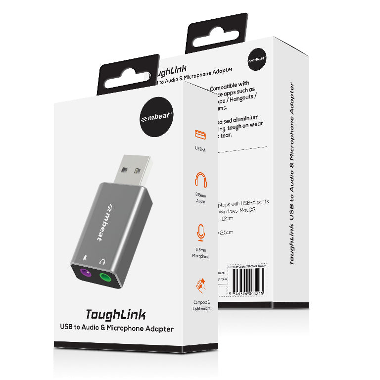 mbeat® Elite USB to 3.5mm Audio and Microphone Adapter - Add Headphone Audio Jack to USB-A Computers, Laptops, Notebooks - Space Grey - Image 4