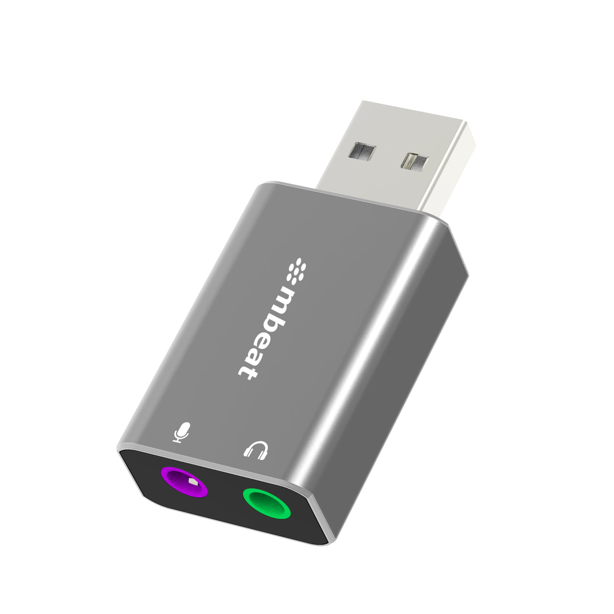 mbeat® Elite USB to 3.5mm Audio and Microphone Adapter - Add Headphone Audio Jack to USB-A Computers, Laptops, Notebooks - Space Grey - Image 5