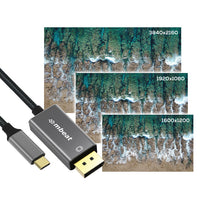 mbeat® Tough Link 1.8m 4K USB-C to Display Port Cable - Converts USB-C to DisplayPort,4K@60Hz (3840×2160), Gold Plated, Aluminium, Nylon Braided Cable - Image 3