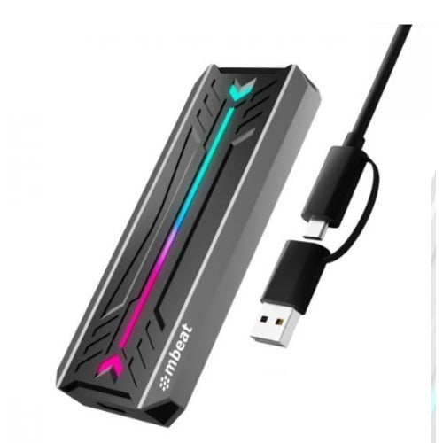mbeat® USB-C/A 10Gbps RGB M.2 NVMe & SATA SSD Enclosure - Image 1