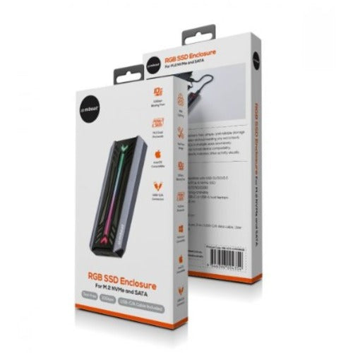 mbeat® USB-C/A 10Gbps RGB M.2 NVMe & SATA SSD Enclosure - Image 2