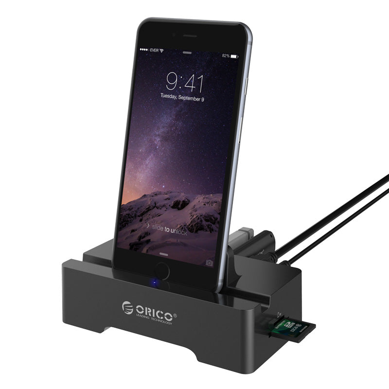 ORICO 3 Port USB2.0 Docking Station of Cellphone and PAD for SD & TF with 1M USB3.0 - Image 2