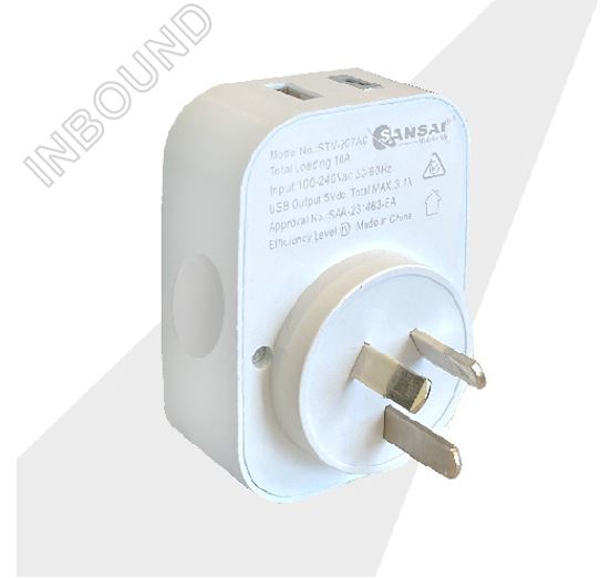 Sansai USB Travel Adaptor USB A + C 2xUSB Charging Outlets 100-240VAC 10A 2400W Compatible with plugs from many countries - Image 2