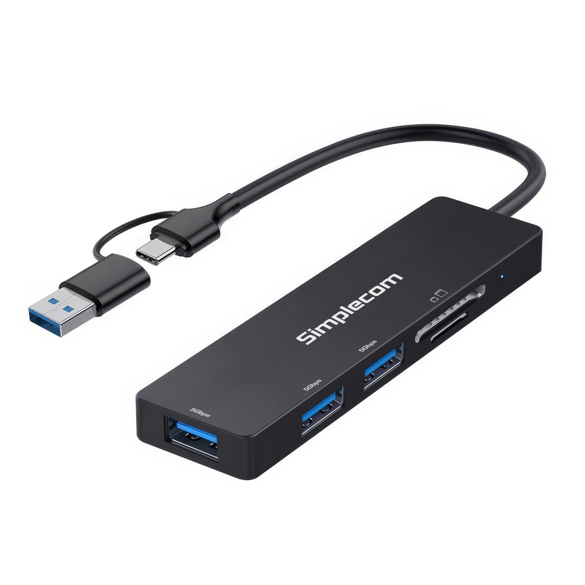 Simplecom CH365C SuperSpeed 3-Port USB Hub with SD MicroSD Card Reader USB-A and USB-C Dual Connector - Image 5