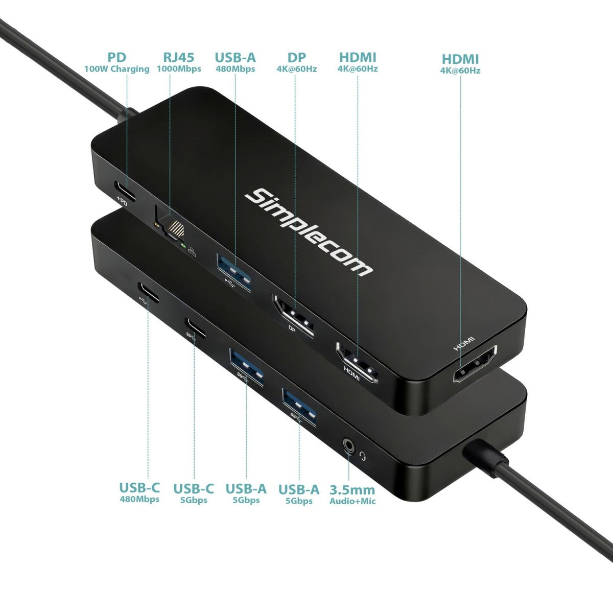 Simplecom CHT811 11-in-1 USB-C 4K Triple Display MST Docking Station with Dual HDMI DP - Image 4