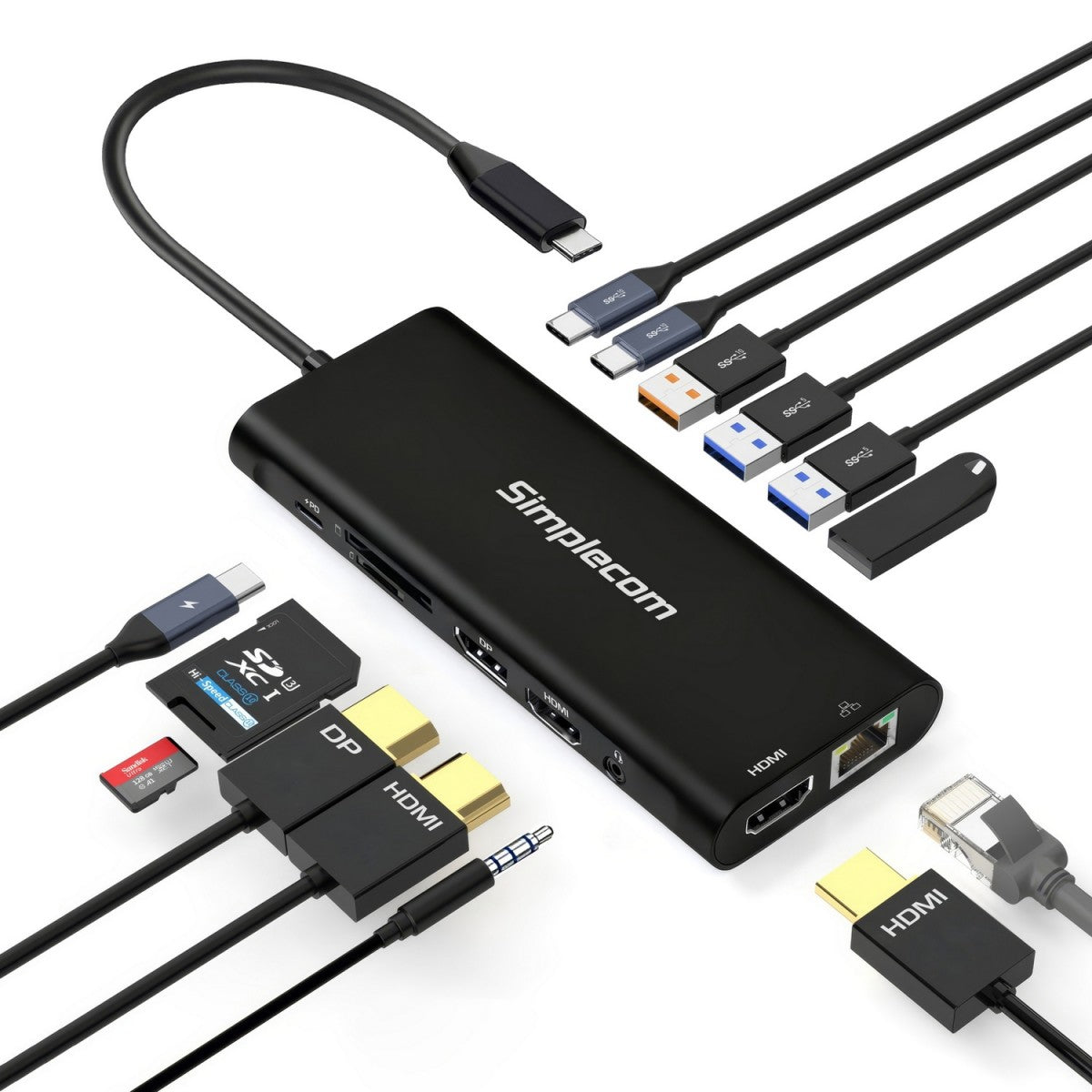 Simplecom CHT814 14-in-1 USB-C 4K Triple Display MST Docking Station with Dual HDMI DP - Image 3