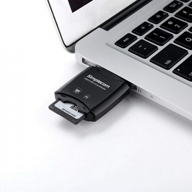 Simplecom CR303 2 Slot SuperSpeed USB 3.0 Card Reader with Dual Caps -Black - Image 4