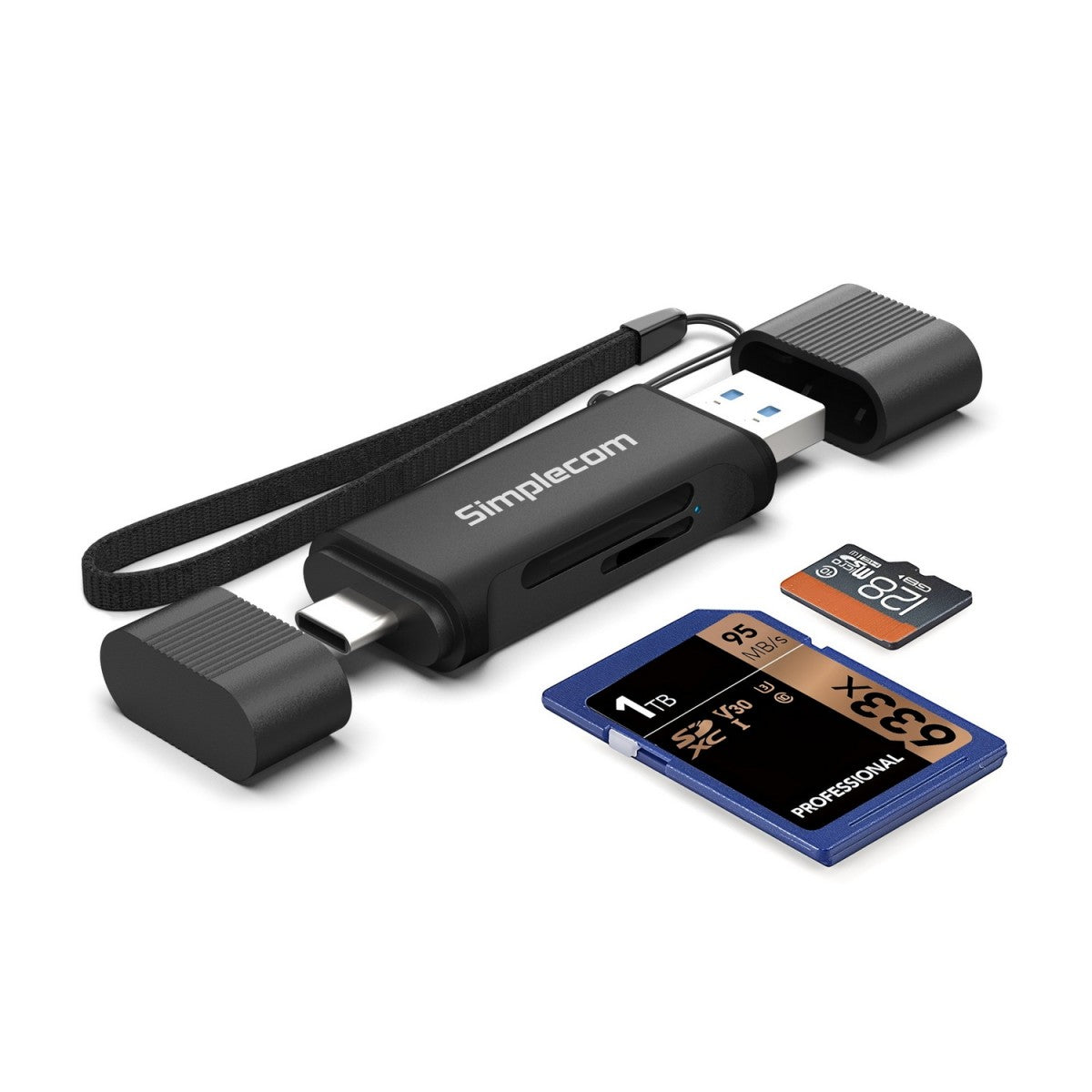 Simplecom CR402B SuperSpeed USB-C and USB-A Dual Slot Card Reader for SD MicroSD USB 3.2 Gen 1 - Image 2