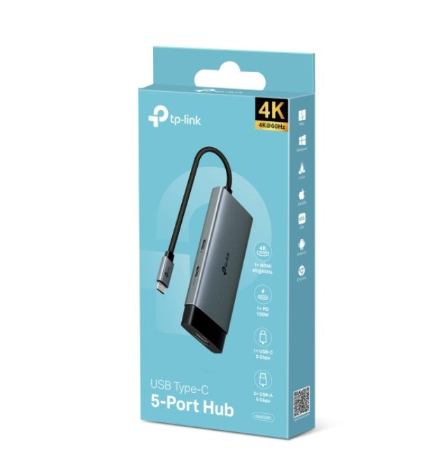 TP-Link UH5020C USB Type-C 5 in 1 Hub, 4K@60Hz HDMI, 100W Power Delivery, 1× USB-C Data Port, 2× USB-A Data Ports. - Image 5