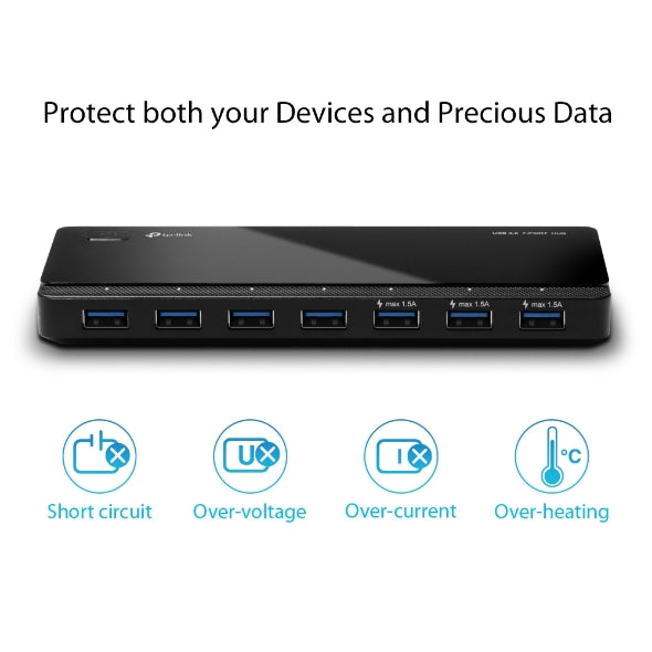 TP-Link UH700 7 Ports USB3 Hub Desktop 2.5A Power Adapter, transfer speeds of up to 5Gbps, 10 times faster than standard USB 2.0 - Image 4