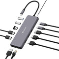 Verbatim USB-C Pro Multiport Hub 13 Ports, 2x HDMI + DP 8K30, triple 4K, RJ45 1GbE, 2x USB-C PD 100W in + 10Gbps data, 6x USB-A, audio in/out - Image 1