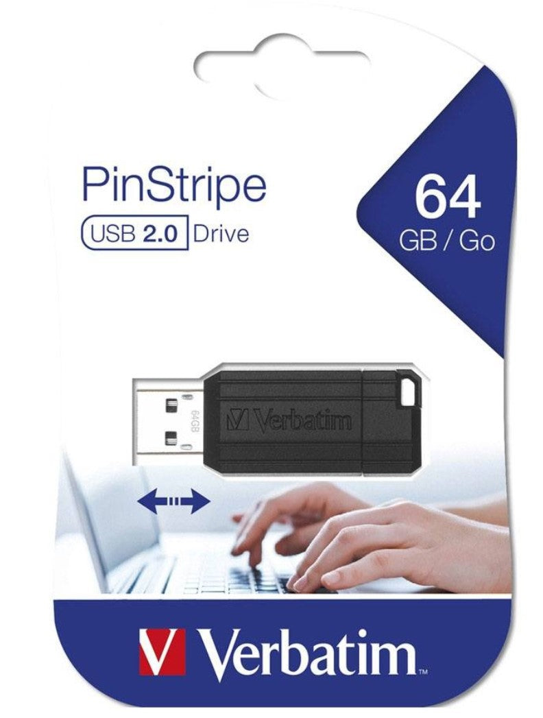 Verbatim Store'n'Go Pinstripe USB Drive 64GB (Black) – Reliable, Durable, and Ultra Compact – Best Companion for Office  2 Years Limited Warranty - Image 2