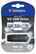 Verbatim 32GB V3 USB3.0 Grey Store'n'Go V3; Retractable USB Storage Drive Memory Stick - Image 1