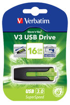 Verbatim 16GB V3 USB3.0 Green Store'n'Go V3; Rectractable USB Storage Drive Memory Stick - Image 1