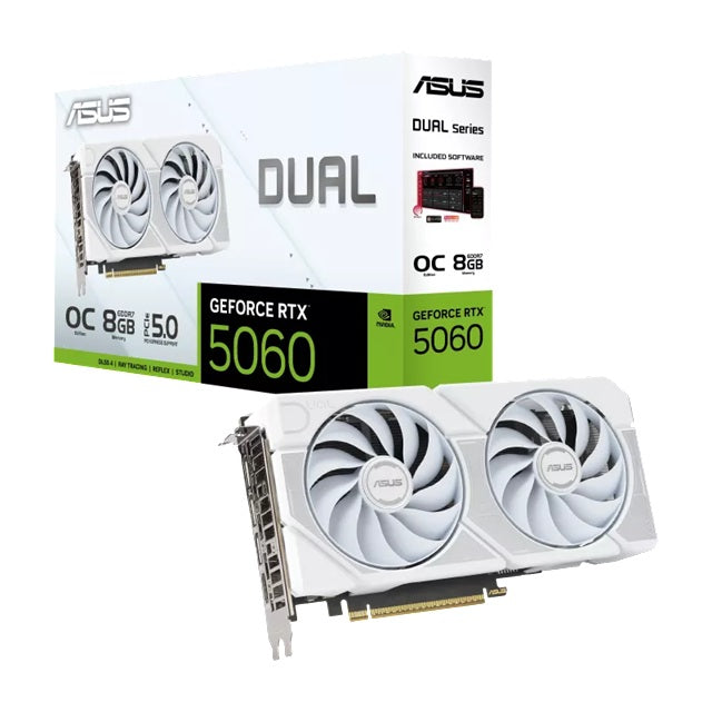 ASUS Dual GeForce RTX™ 5060 8GB- White OC Edition, GDDR7, NVIDIA®, 3840 CUDA Cores, 28Gbps, PCIe 5.0, HDMI 2.1b, DP 2.1b - Image 1