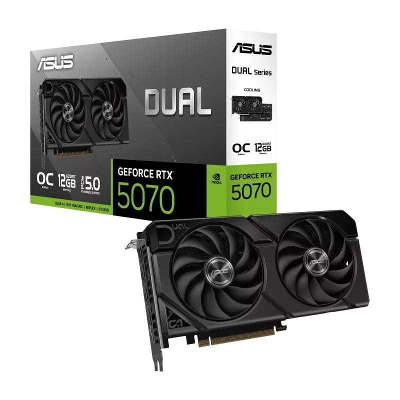 ASUS nVidia GeForce Dual RTX5070 OC 12G-EVO, GDDR7, 6144 CUDA, PCIe 5.0, 28Gbps, 192-bit, 2572MHz OC, 2.5-Slot, SFF Ready, 8K - Image 5