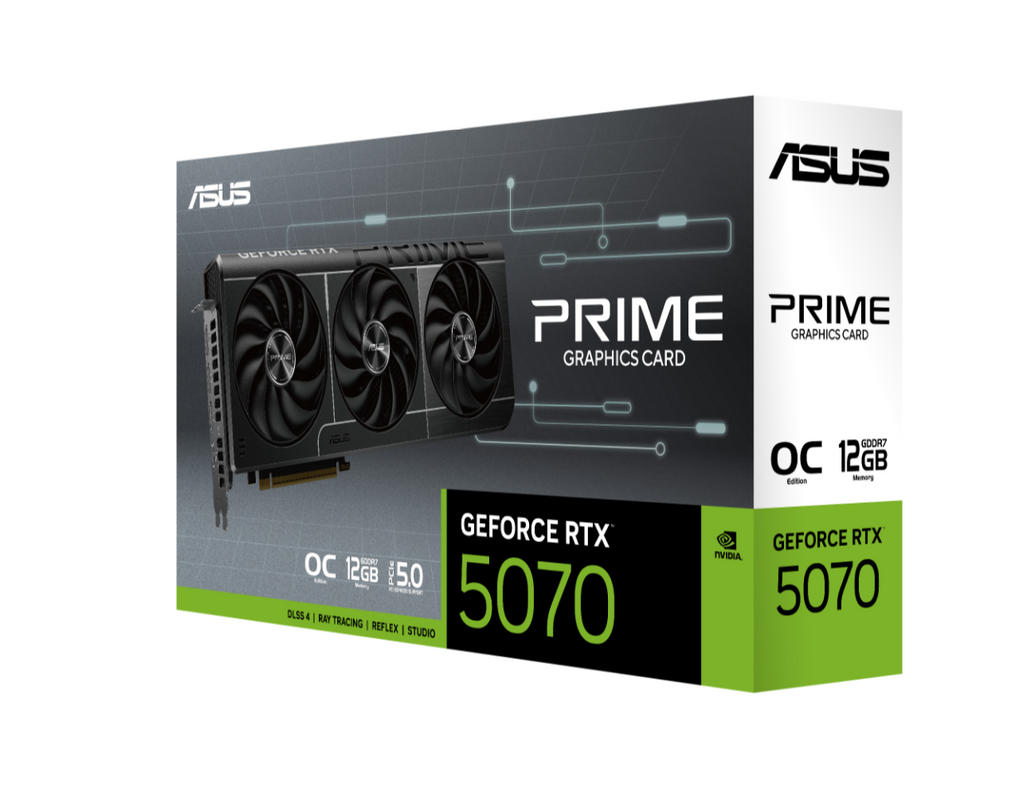 ASUS nVidia GeForce PRIME-RTX5070-O12G RTX 5070 12GB GDDR7 OC Edition 2557MHz Boost Clock, RAM 28Gbps, 1005 AI TOPs, Digital Max Resolution 7680 x 432 - Image 2