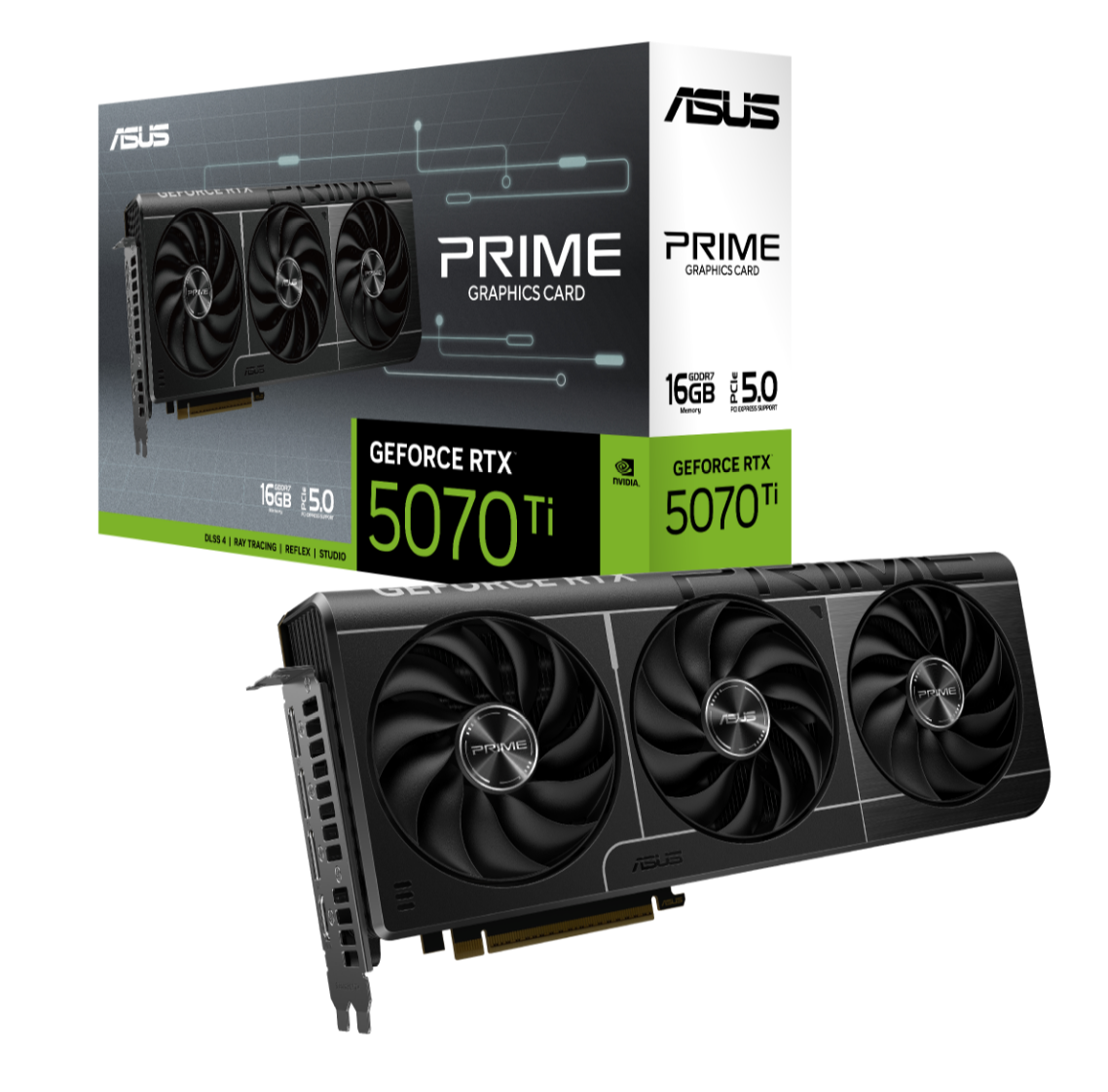 ASUS nVidia GeForce PRIME-RTX5070TI-16G 16GB GDDR7  2452MHz Boost Clock 28 Gbps 256-bit Digital Max Resolution 7680 x 4320 - Image 1