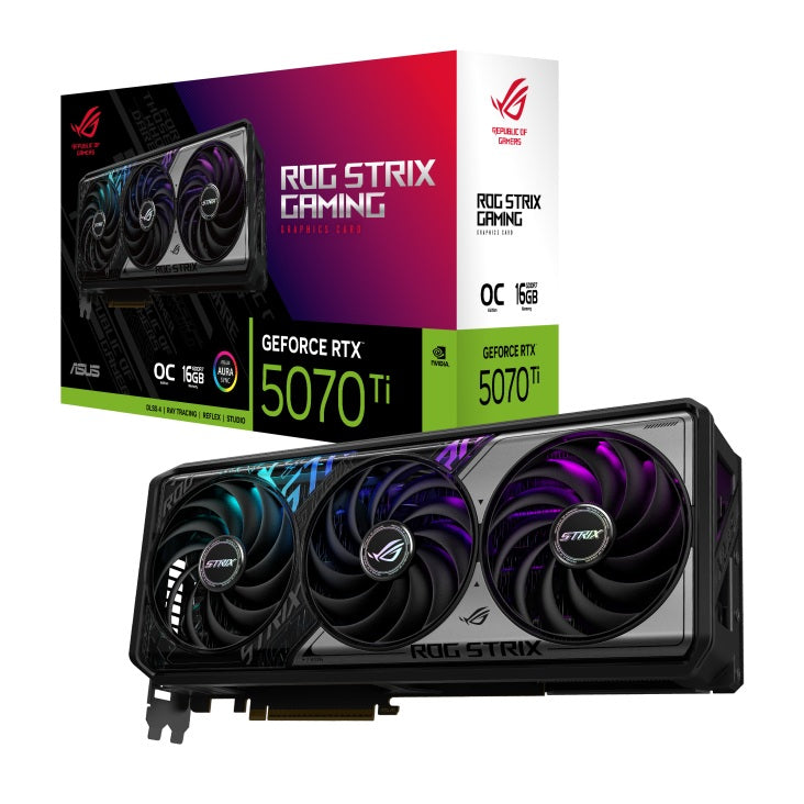 ASUS nVidia GeForce ROG STRIX RTX5070TI OC 16G GAMING, GDDR7, 8960 CUDA, 850W PSU, PCIe 5.0, 28Gbps, 256-bit, 2625MHz, 3x DP 2.1b. - Image 1