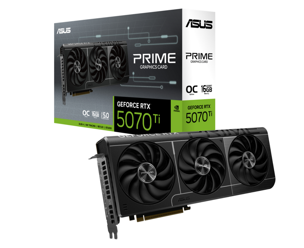 ASUS nVidia GeForce PRIME-RTX5070TI-O16G RTX 5070TI 16GB GDDR7 2527MHz Boost Clock 28 Gbps 256-bit Digital Max Resolution 7680 x 4320 - Image 1