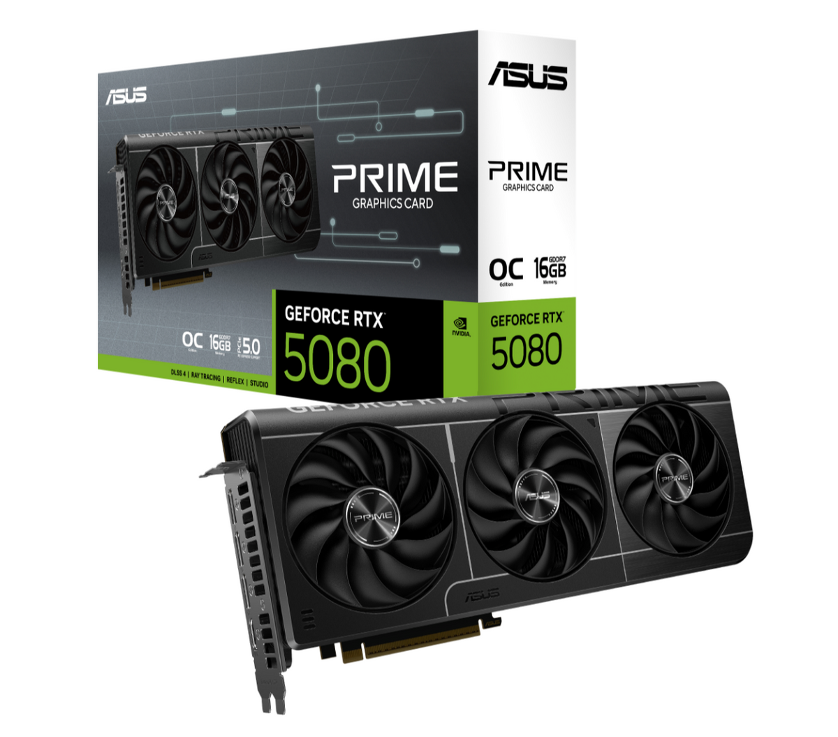 ASUS nVidia GeForce PRIME-RTX5080-O16G OC Edition 16GB GDDR7 2655 MHz Boost Clock 30 Gbps 256-bit Digital Max Resolution 7680 x 4320 - Image 1
