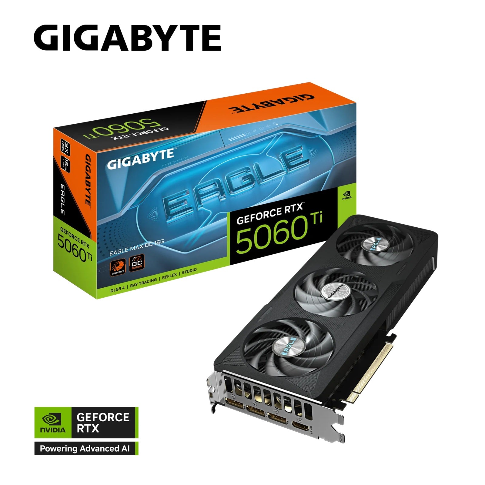 Gigabyte GeForce RTX™ 5060 Ti EAGLE MAX OC 16G, 2617 MHz, CUDA 4608, 28 Gbps, GDDR7, 128 bit, PCI-E 5.0, PSU 650W, DisplayPort 2.1b *3 HDMI 2.1b *1 - Image 1