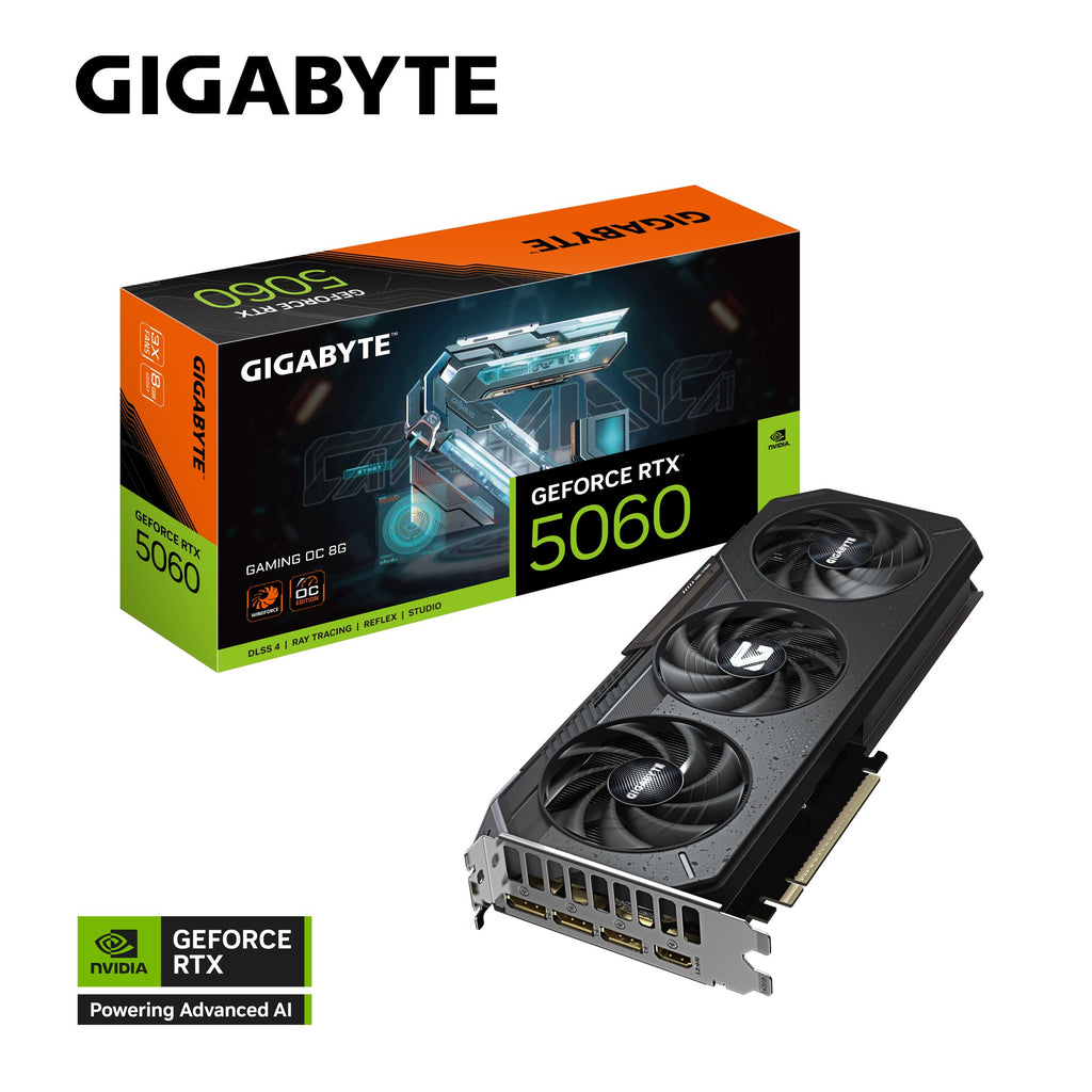 Gigabyte GeForce RTX™ 5060 GAMING OC 8G, 2595 MHz, CUDA 3840, 28 Gbps. GDDR7, 128 bit PCI-E 5.0, PSU 500W, DisplayPort 2.1b *3 HDMI 2.1b x1 - Image 1