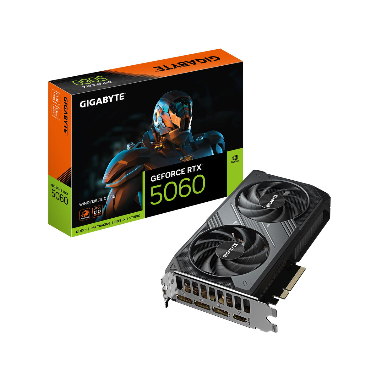 Gigabyte GeForce RTX™ 5060 WINDFORCE OC 8G, 2512 MHz, CUDA 3840, 28 Gbps. GDDR7, 128 bit, PCI-E 5.0, PSU 450W, DisplayPort 2.1b *3 HDMI 2.1b x1 - Image 1
