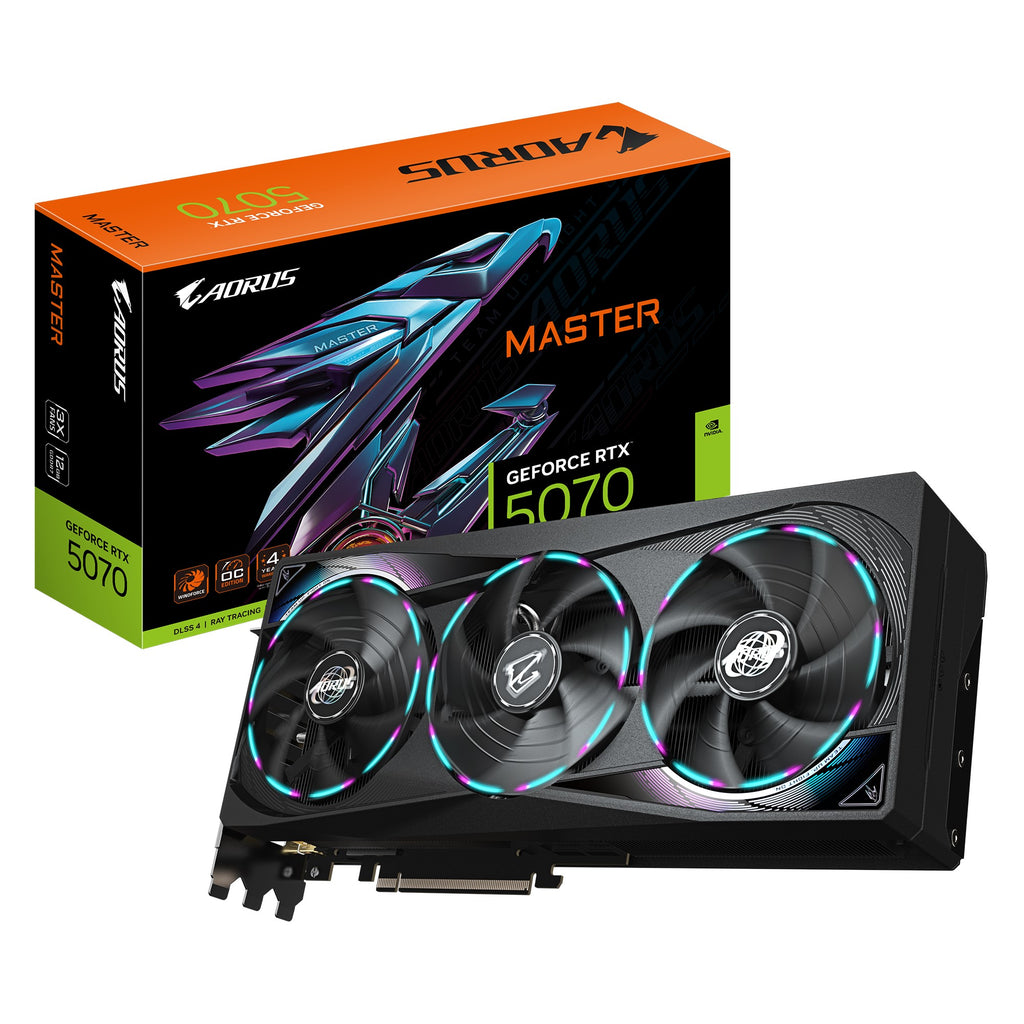 Gigabyte AORUS GeForce RTX 5070 MASTER 12G, 2715 MHz, CUDA  6144, 28 Gbps, GDDR7, 192 bit, PCI-E 5.0, ATX,PSU 750W, DisplayPort 2.1b *3 HDMI 2.1b *1 - Image 1