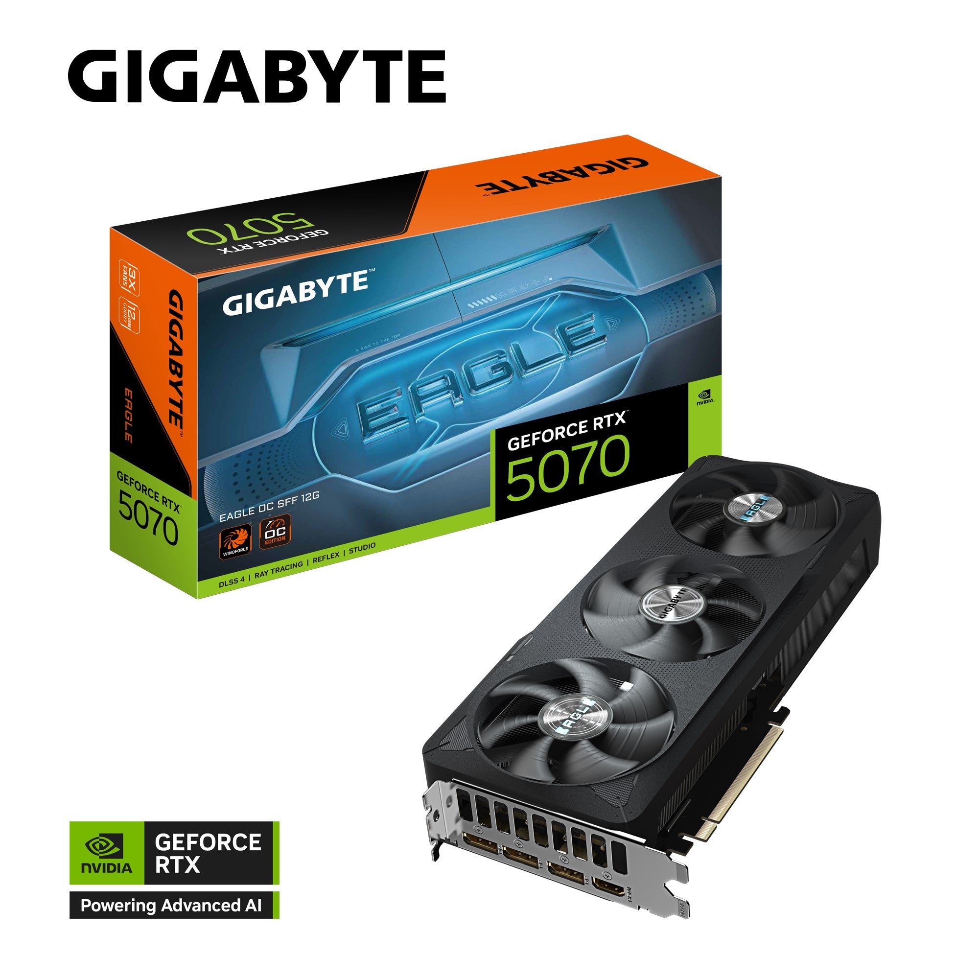 Gigabyte GeForce RTX™ 5070 EAGLE OC SFF 12G, 2587 MHz, CUDA  6144, 28 Gbps, GDDR7, 192 bit, PCI-E 5.0, PSU 750W, DisplayPort 2.1b *3 HDMI 2.1b *1 - Image 4