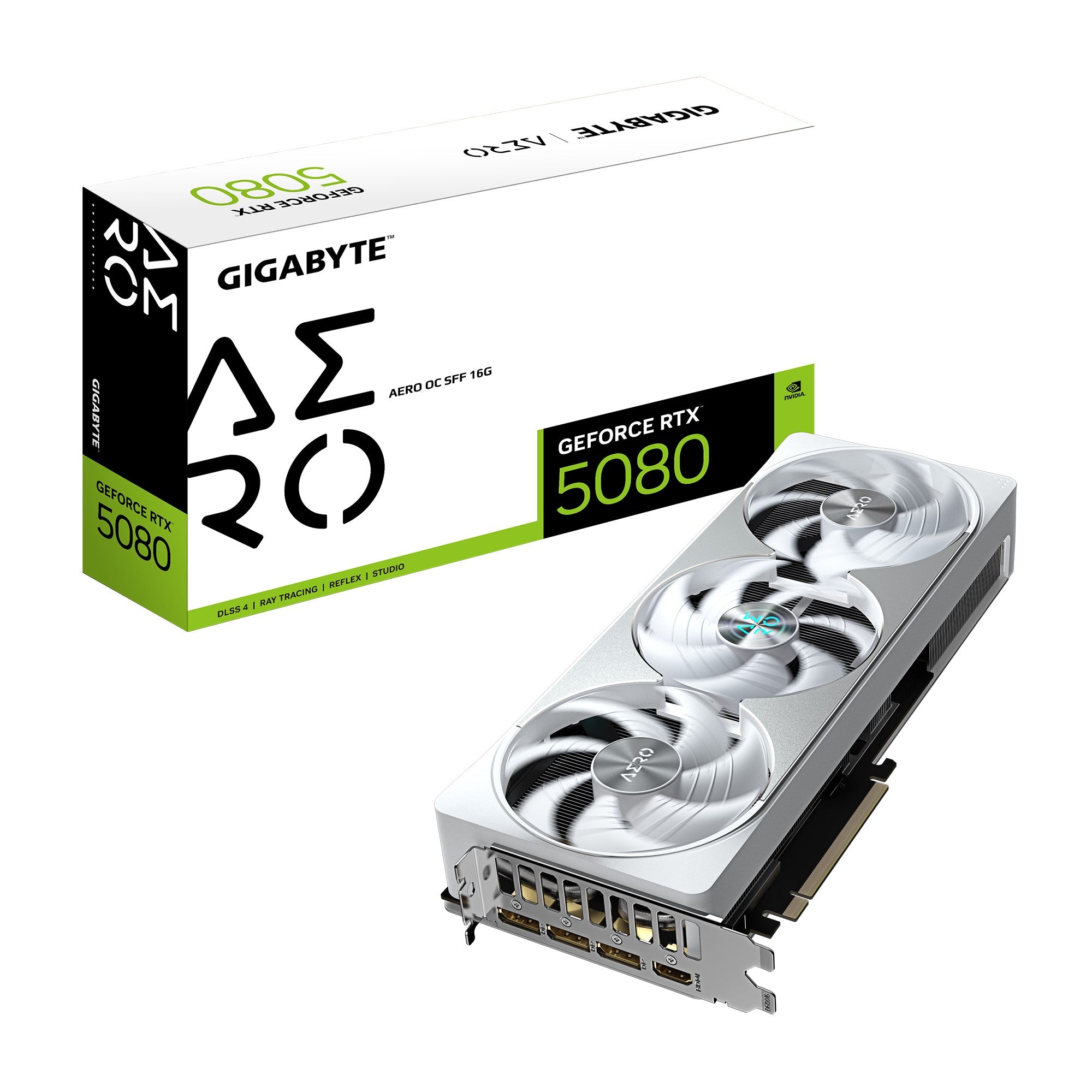 Gigabyte GeForce RTX™ 5080 AERO OC SFF 16G, 2730 MHz, CUDA 10752, 30 Gbps, GDDR7, 256 bit, PCI-E 5.0, PSU 850W, DisplayPort 2.1b x3 HDMI 2.1b x1 - Image 1