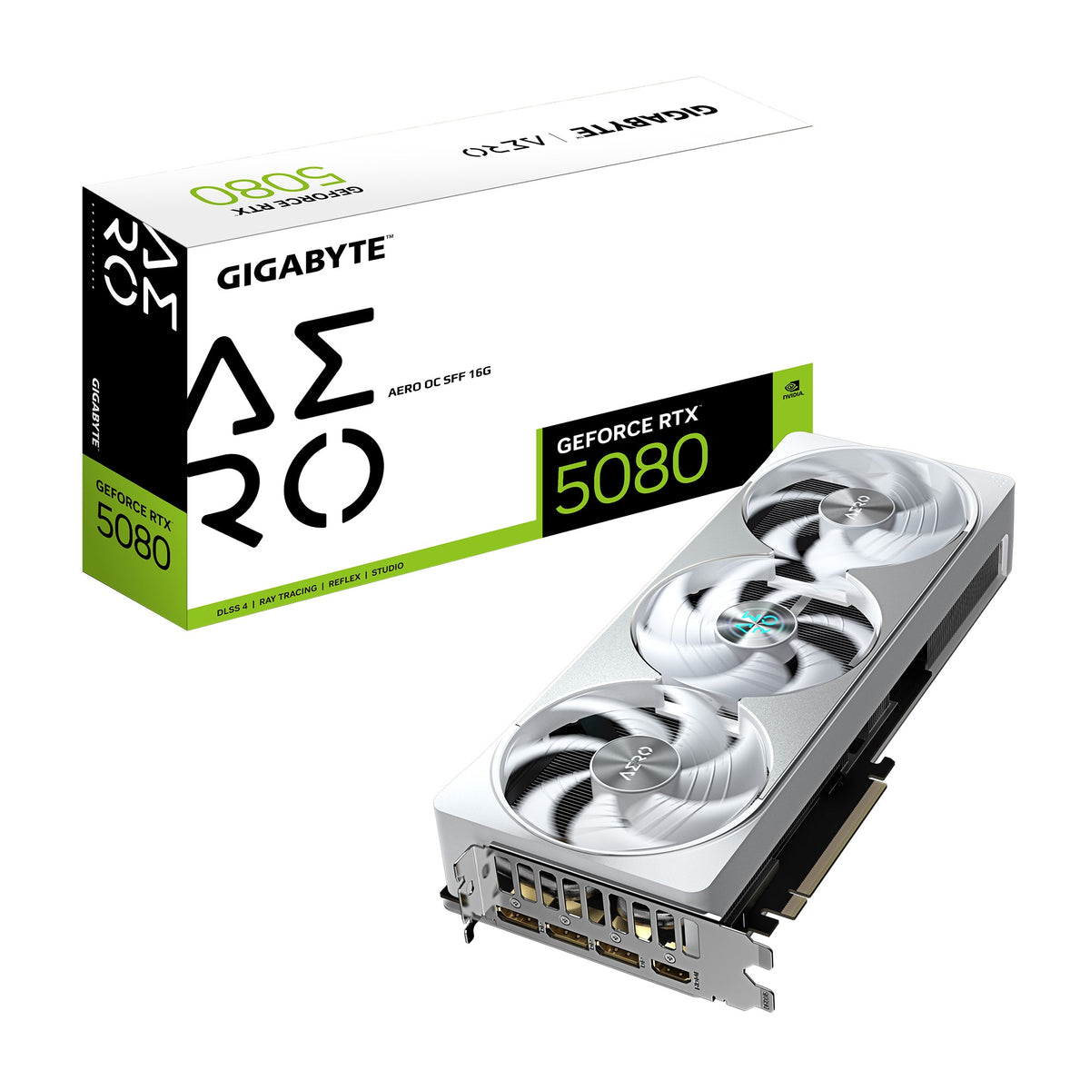 Gigabyte GeForce RTX™ 5080 AERO OC SFF 16G, 2730 MHz, CUDA 10752, 30 Gbps, GDDR7, 256 bit, PCI-E 5.0, PSU 850W, DisplayPort 2.1b x3 HDMI 2.1b x1 - Image 1
