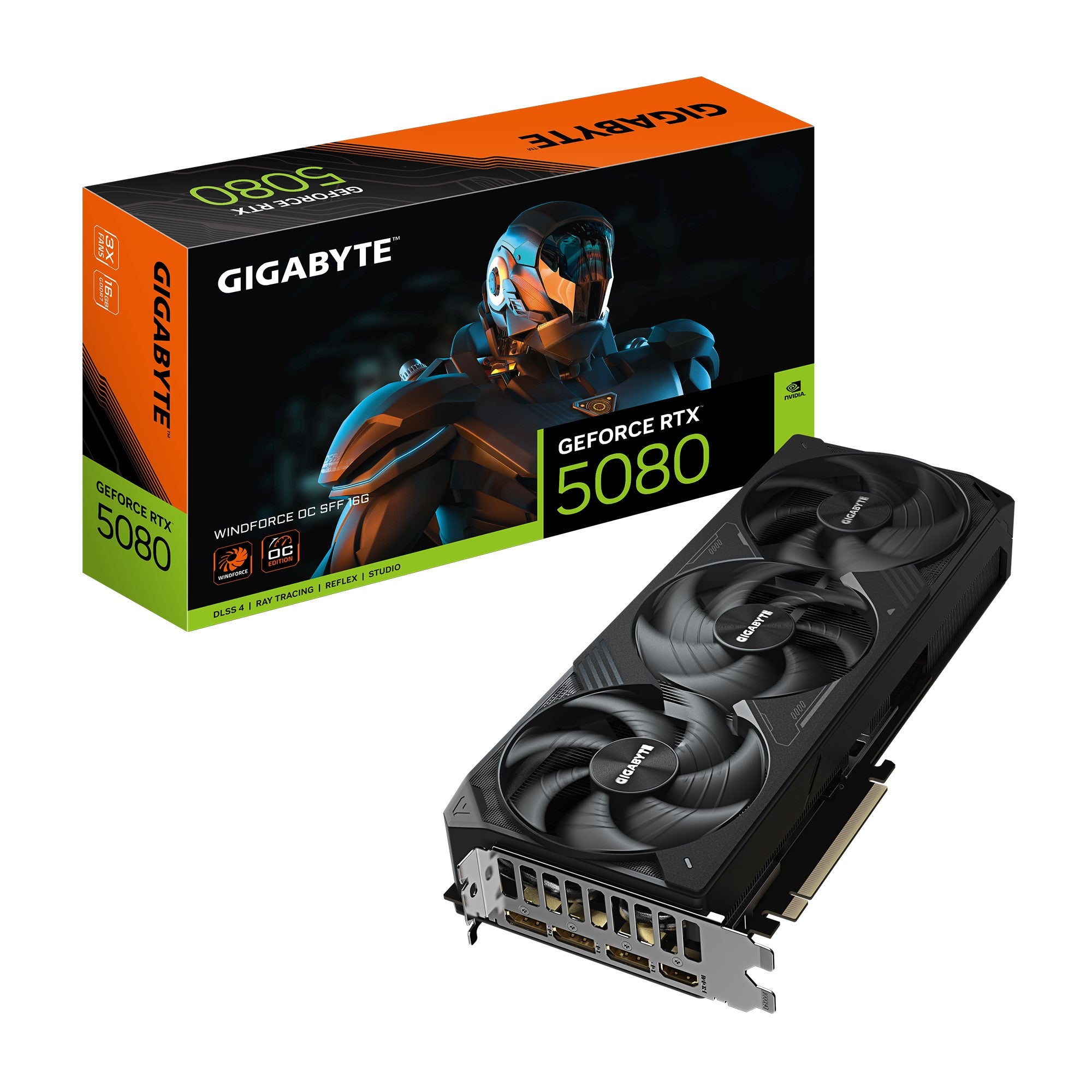 Gigabyte GeForce RTX™ 5080 WINDFORCE OC SFF 16G, 2670 MHz, CUDA 10752, GDDR7,  256 bit, PCI-E 5.0, PSU 850W, DisplayPort 2.1b x3 HDMI 2.1b x1 - Image 4
