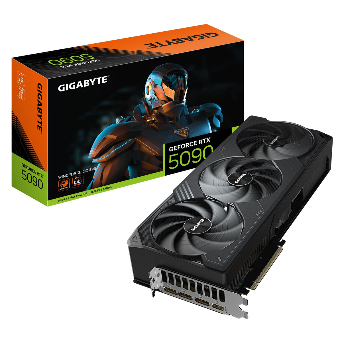 Gigabyte GeForce RTX™ 5090 WINDFORCE OC 32G, 2467 MHz, CUDA 21760, 28 Gbps, GDDR7, 512 bit, PCI-E 5.0, PSU 1000W, DisplayPort 2.1b *3 HDMI 2.1b *1 - Image 1