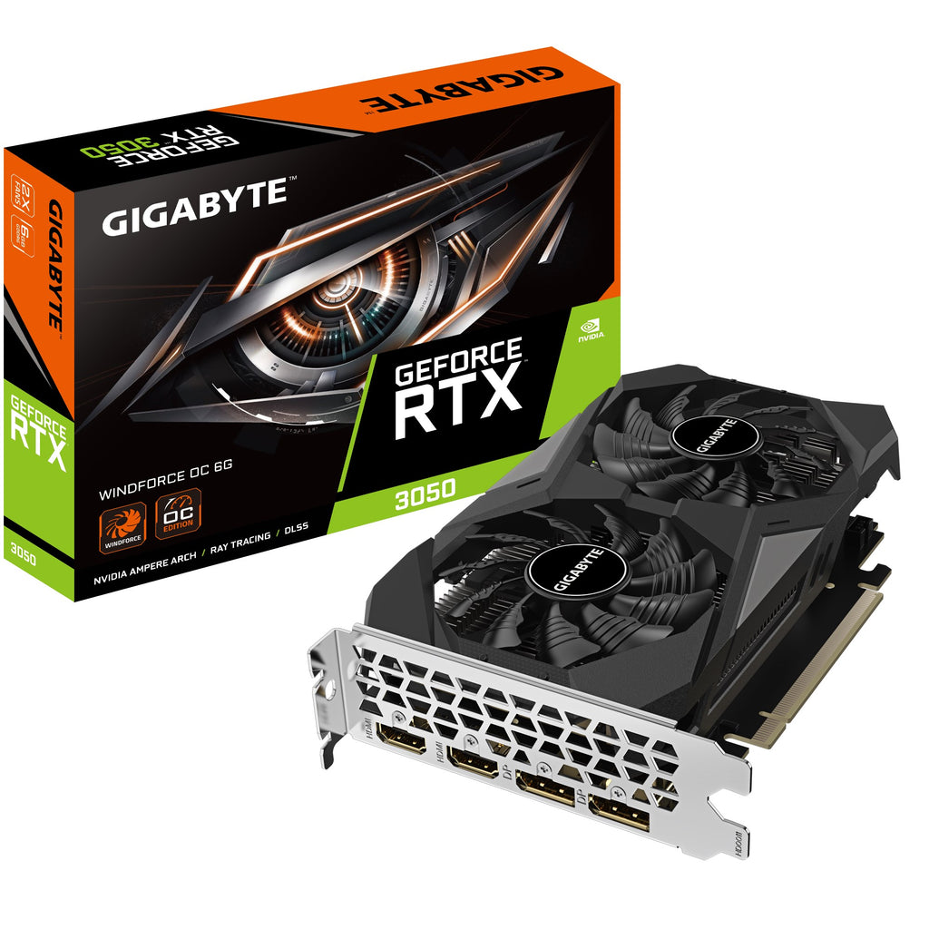 Gigabyte nVidia GeForce RTX™ 3050 WINDFORCE OC V2 6G, 1477 MHz, CUDA 2304, 14000 MHz, GDDR6, 96 bit, PCI-E 4.0, PSU 300W, DP1.4a*2 HDMI 2.1*2 - Image 1